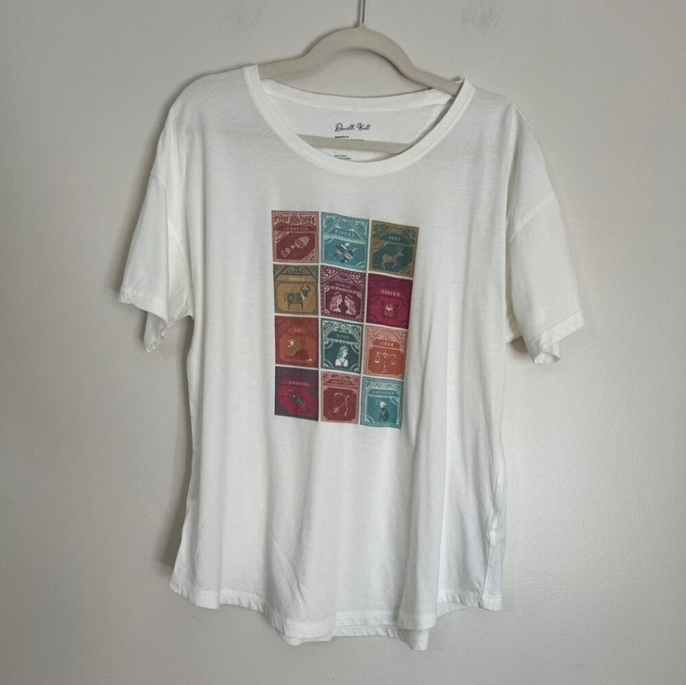 Danielle Kroll exclusively for Anthropologie Zodiac Sign Crewneck Tee Shirt Sz L